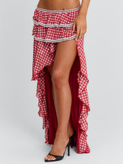 BETTY MAXI SKIRT RED GINGHAM
