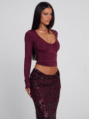 CAMHILLA TOP BURGUNDY