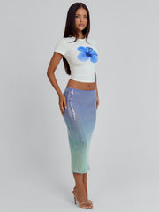 GINGER MIDI SKIRT BLUE
