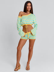 HATTIE SHORTS BLUE AND YELLOW STRIPE