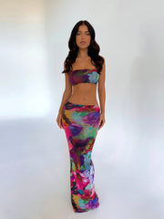 VENUS BANDEAU CROP TOP AZALEA