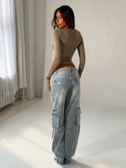 ZINNIA LONG SLEEVE TOP KHAKI