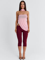 LUCYLLE CAPRI JUMPSUIT PINK AND BURGUNDY