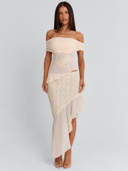 VICTOREA MIDI SKIRT CREAM