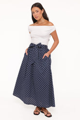 Paula Tie Waist Maxi Skirt - Navy