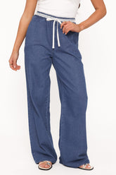 Siun Wide Leg Denim Joggers - Medium Wash