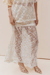 Yonder Sheer Panel Lace Maxi Skirt - Pale Yellow