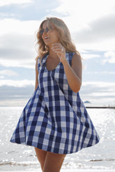 Jorah Mini Dress - Blue Plaid