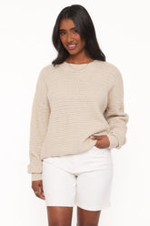 Melane Open Stitch Sweater - Beige