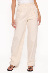 Asher Tie Detail Tapered Leg Pants - Cream