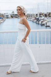 Blakely Wide Leg Pant - White Pinstripe