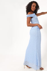 Faeriel Lace Knit Maxi Skirt - Blue