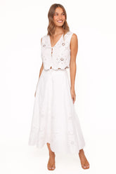 Kye Midi Skirt - White Broderie