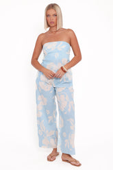 Lourdes Wide Leg Pant - Blue Hibiscus