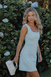 Davida Mini Dress - Pale Blue Broderie