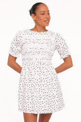 Jaclyn Mini Dress - White Polka Dot
