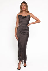 Jeneva Lace Midi Dress - Brown