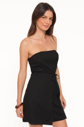 Karmen Wrap Mini Dress - Black