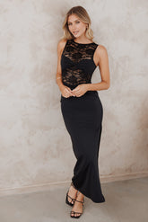Tinashe Lace Midi Dress - Black