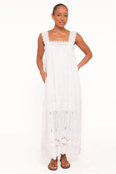 Winora Midi Dress - White Broderie