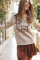 Amber Dachshund Sweater - Beige