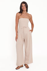 Calliope Tie Waist Jumpsuit - Wheat