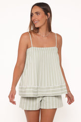 Aiesha Short Set - Sage Stripe