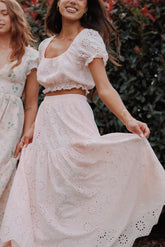 Angelina Skirt Set - Pink Broiderie