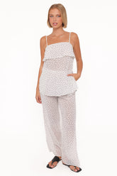 Hazel Pant Set - Cream Polka Dot