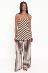 Kim Pant Set - Brown Stripe