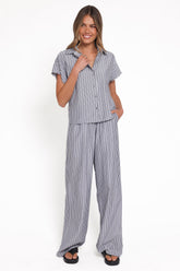 Melanie Pant Set - Charcoal Stripe