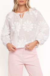 Leire Embroidered Blouse - White