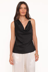 Serena Cowl Neck Top - Black