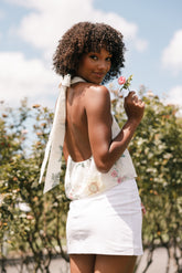 Willa Halterneck Top - White Floral