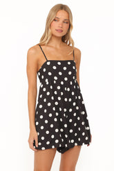 Quinley Romper - Black Polka Dot
