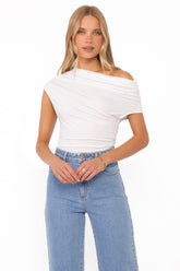 Jacki Asymmetric Top - White