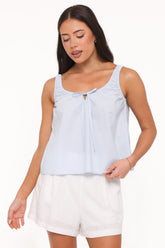 Lawrence Tie Scoop Top - Light Blue
