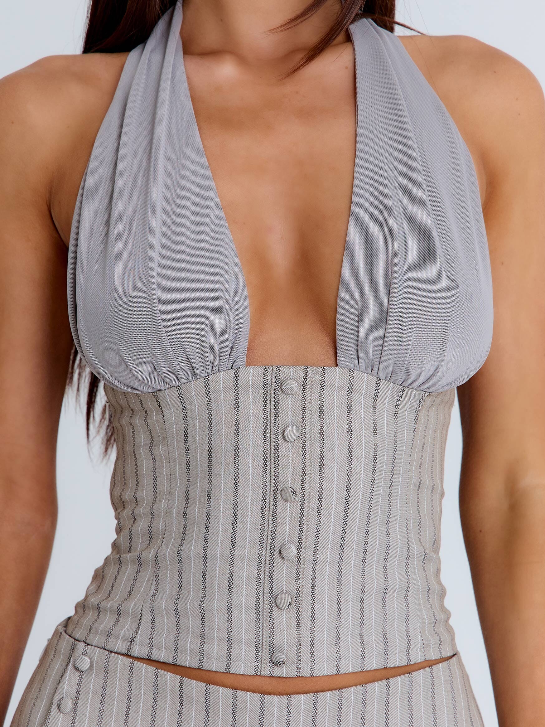 ARIYAH TOP GREY STRIPE