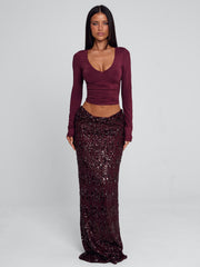 CAMHILLA TOP BURGUNDY