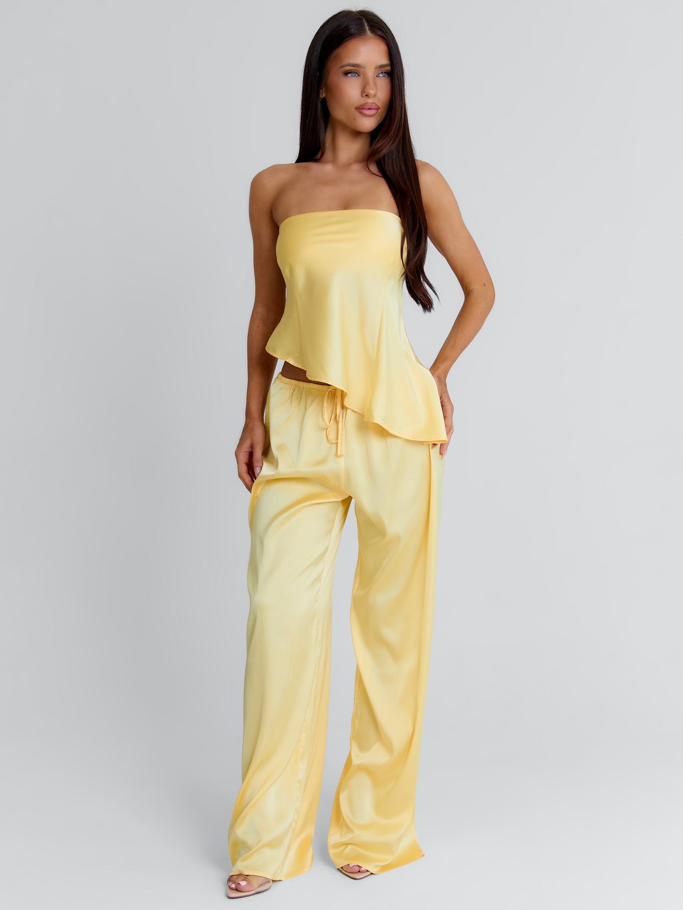 CLOVELLY SATIN PANTS YELLOW