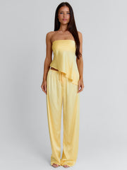 CLOVELLY SATIN PANTS YELLOW
