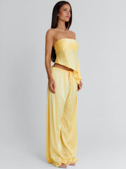 CLOVELLY SATIN PANTS YELLOW