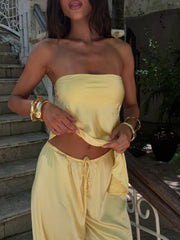 CLOVELLY SATIN PANTS YELLOW