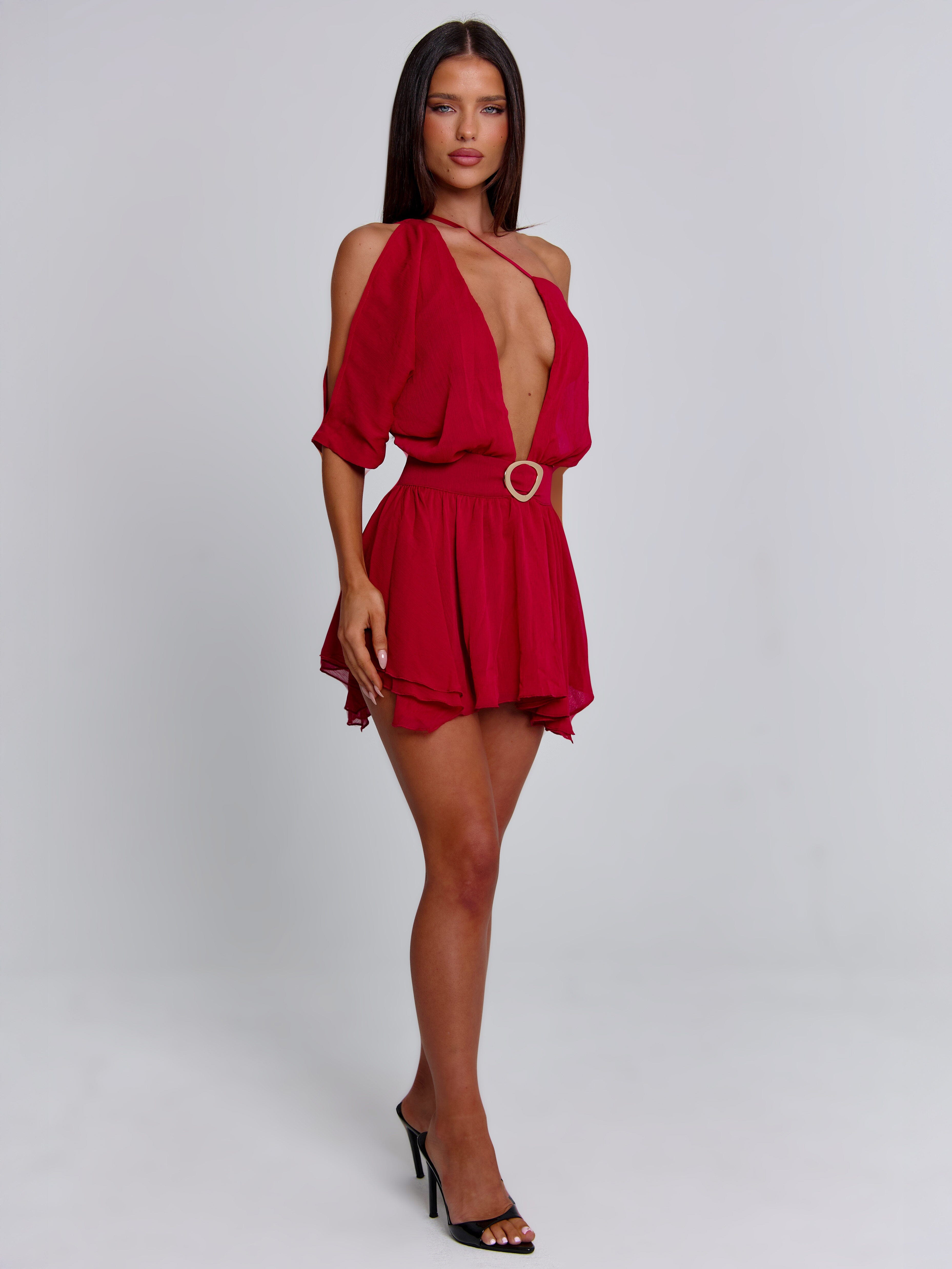 ERICE MINI DRESS DEEP RED