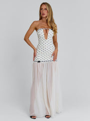 GIANA MAXI DRESS CREAM POLKA DOT