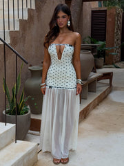 GIANA MAXI DRESS CREAM POLKA DOT
