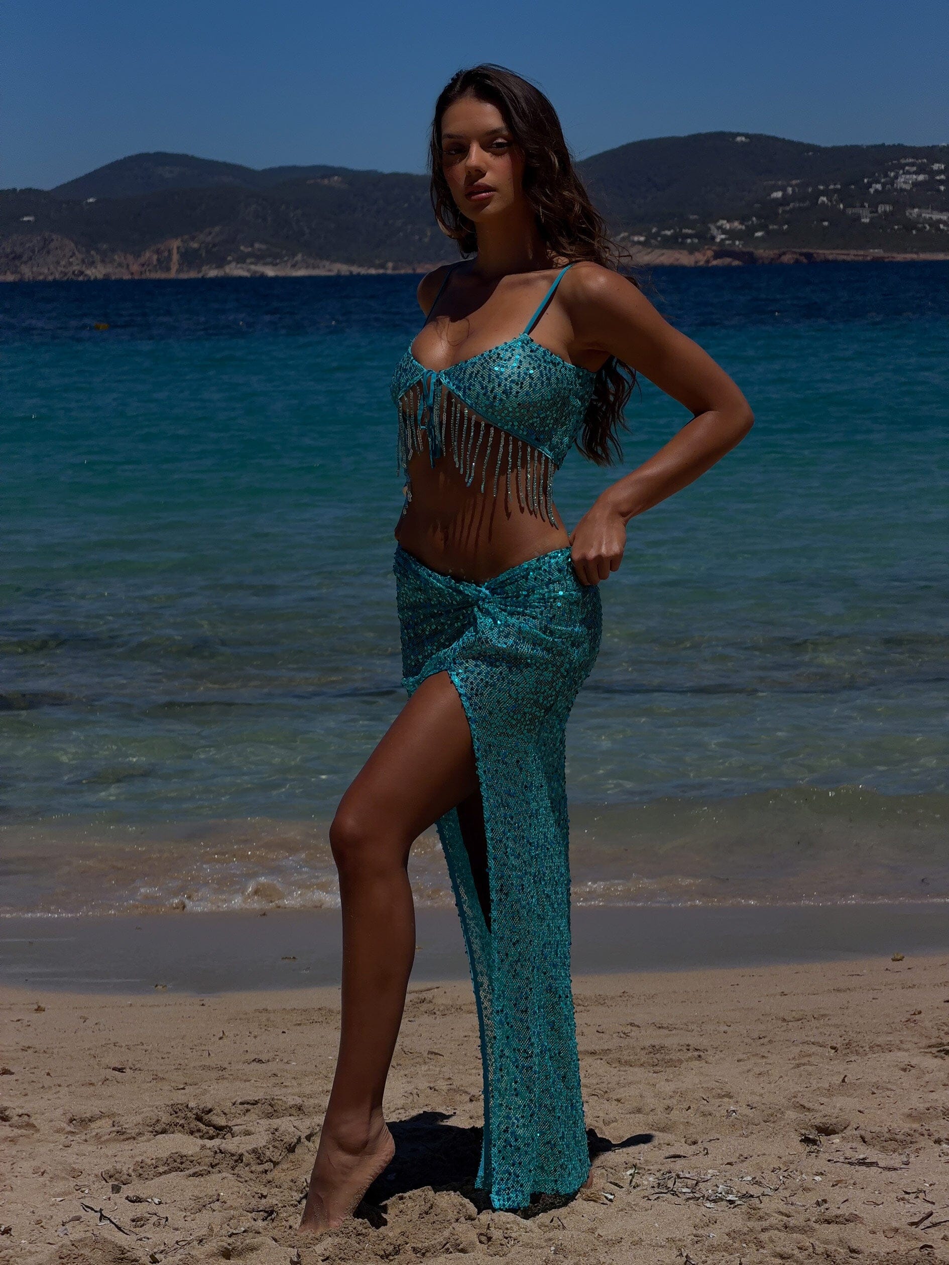 HARRPER MAXI SKIRT TURQUOISE