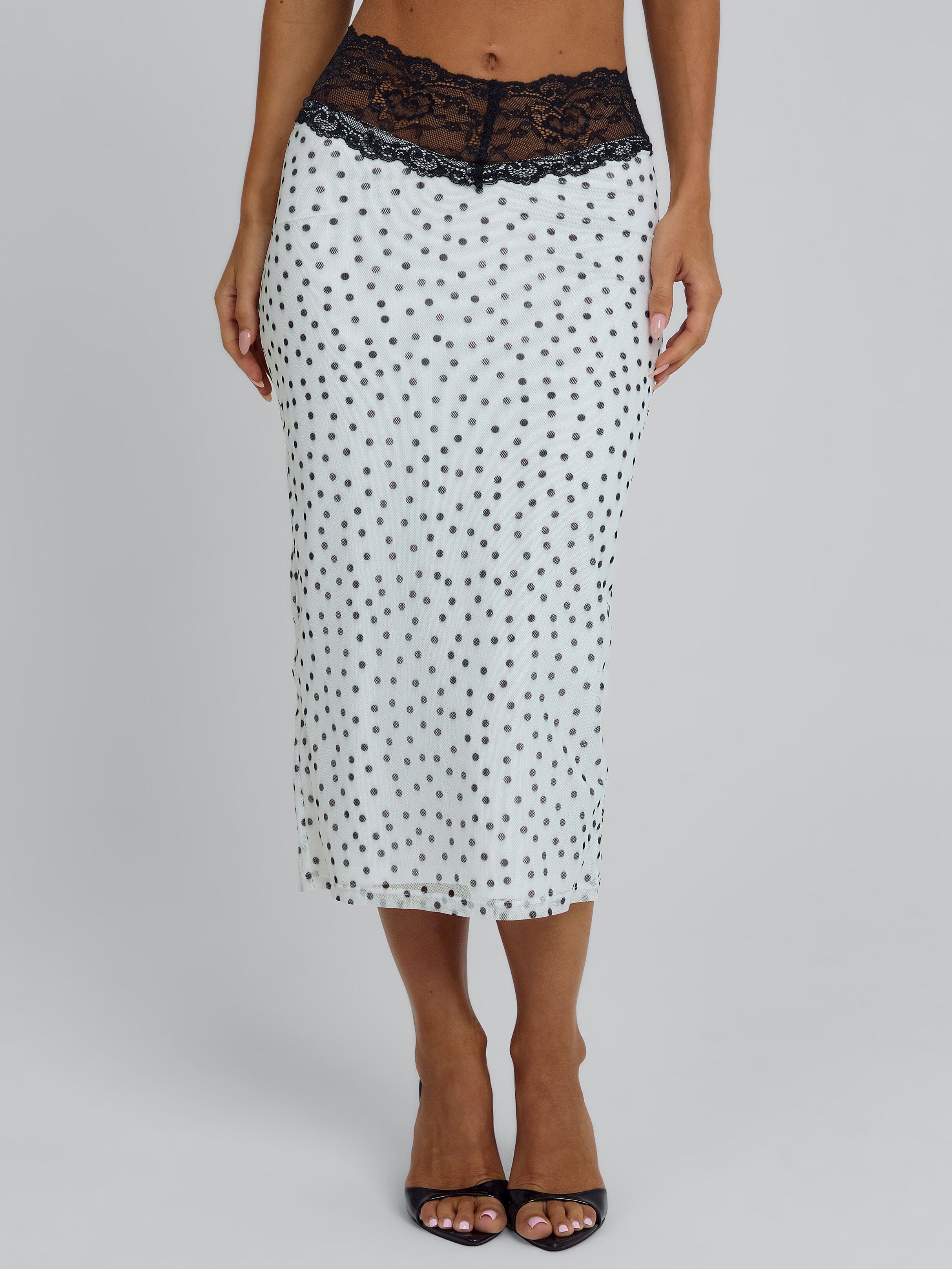 JAZARA MIDI SKIRT BLACK POLKA DOT
