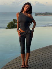 JULIETT CROP TOP DARK GREY