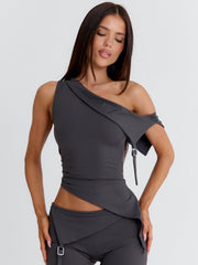JULIETT CROP TOP DARK GREY
